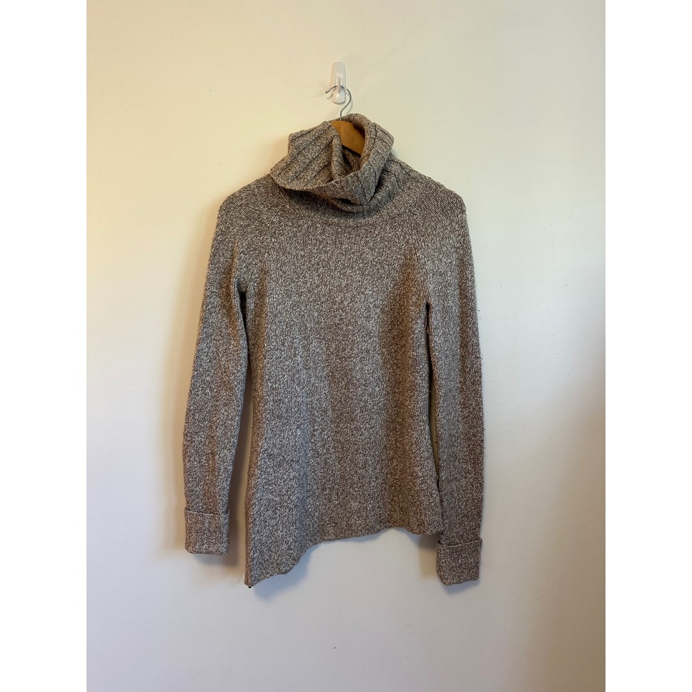 Athleta Oatmeal Marl Wool Blend Side Zip Cowl Neck Sweater | Size XS